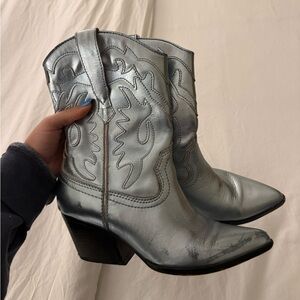Dolce Vita Blue Metallic Western Cowboy Boots
